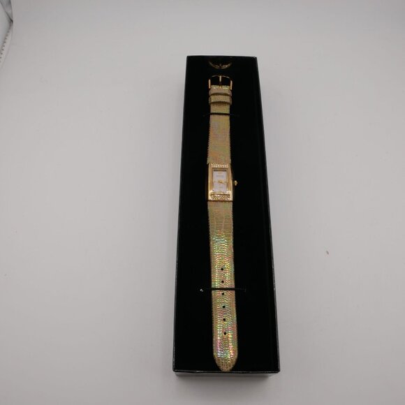 Joan Rivers Classics Collection Gold Watch w/ Aurora Borealis Leather Strap NIB - Picture 3 of 5